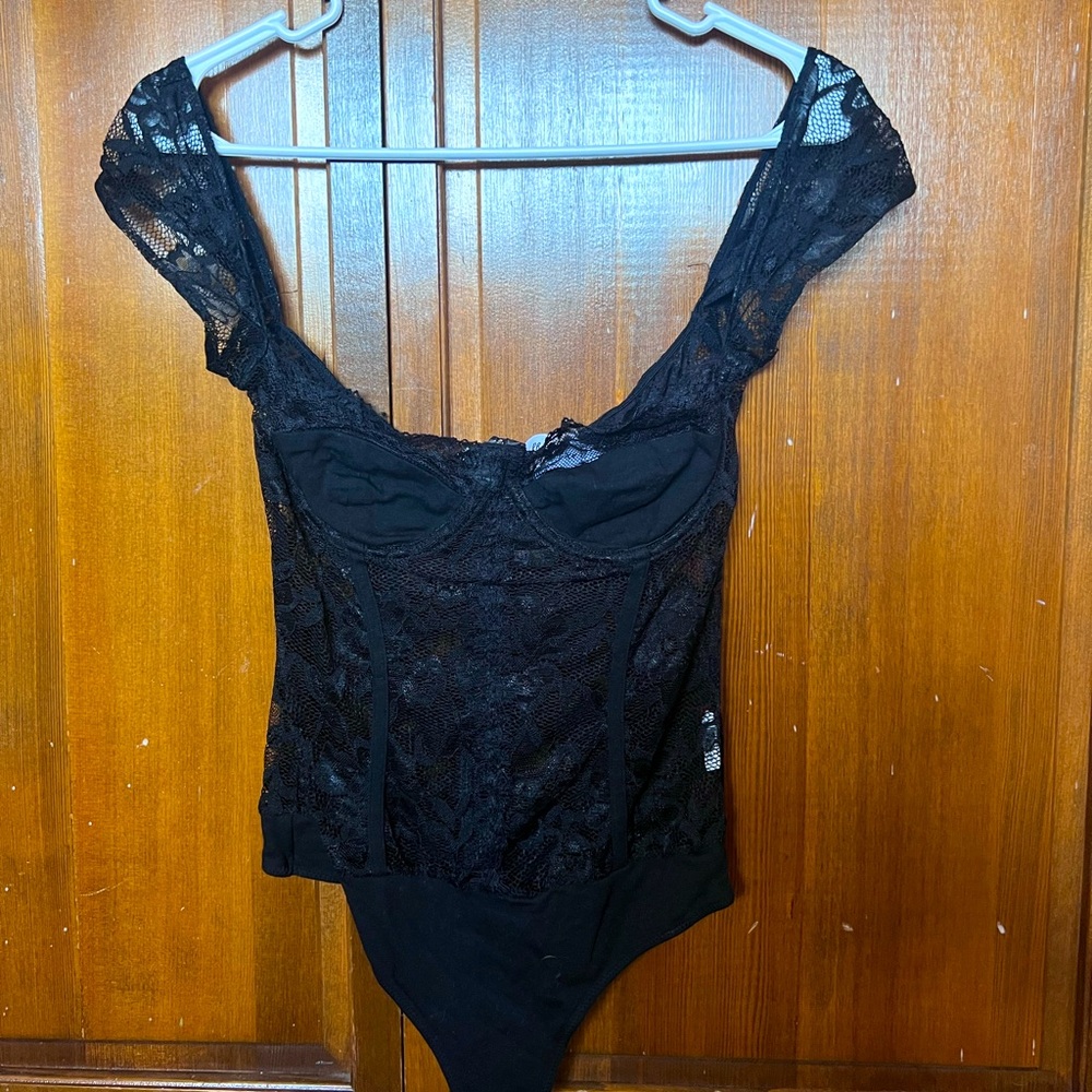 Princess Polly Cadrot Lace Bodysuit Black Size 2